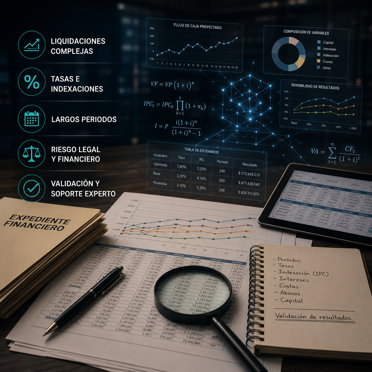 Caso jurídico con múltiples variables financieras